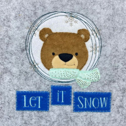 Stickdatei - Winterfreunde Doodle Appli Bär Kranz